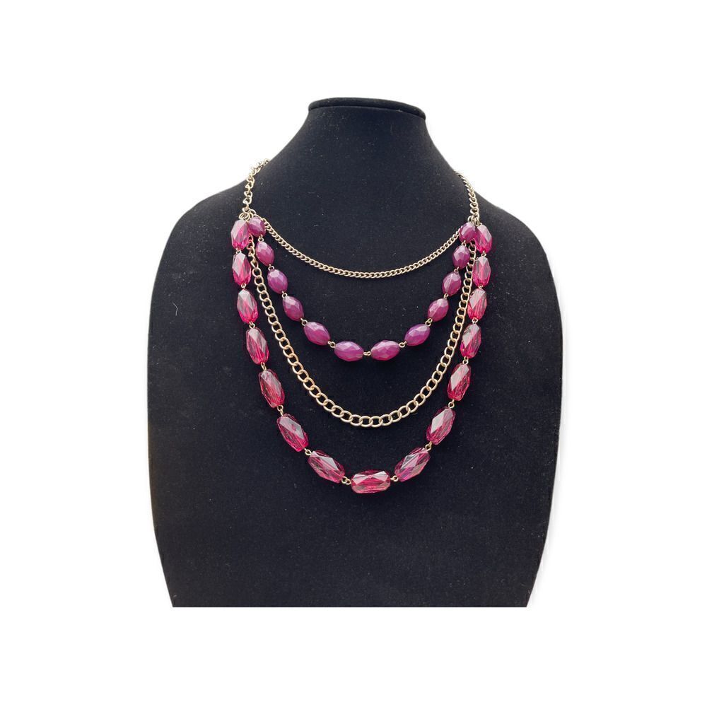 Fashion Costume Jewelry Gold Tone Purple Adjustable Necklace